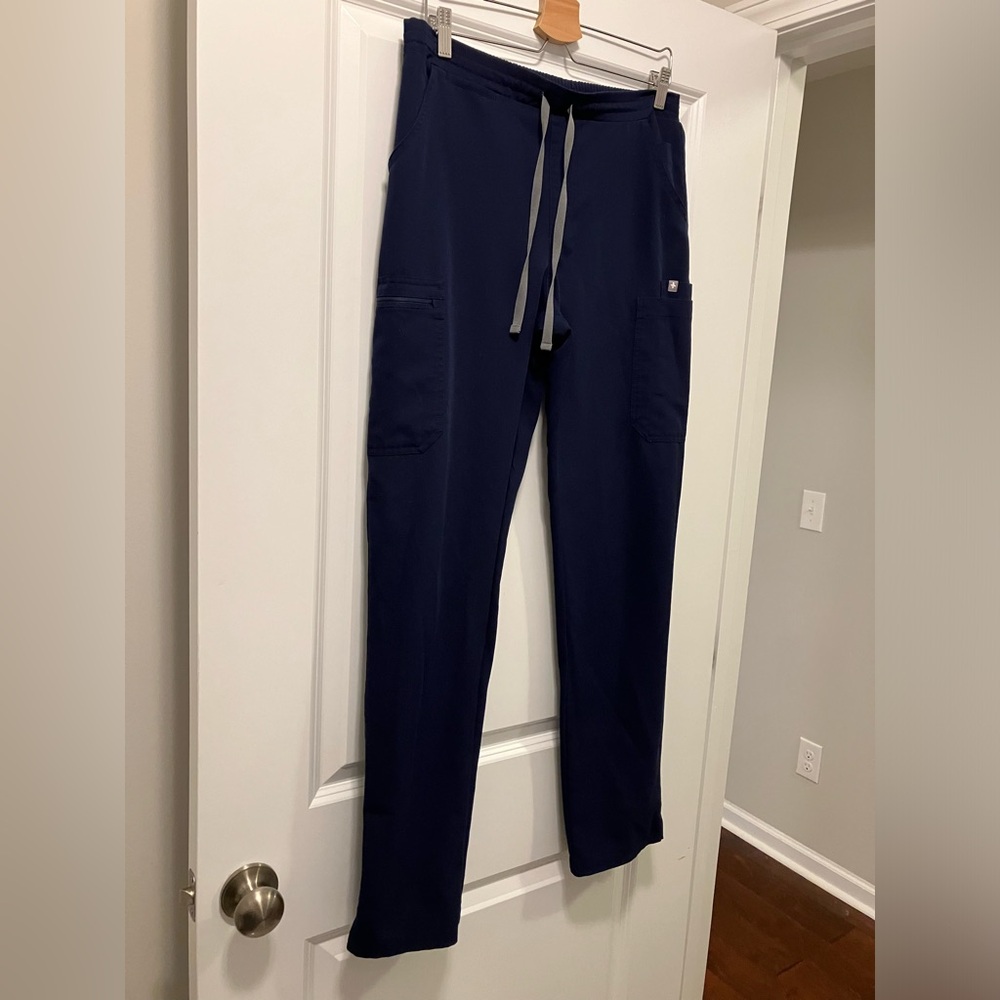Figs High Waisted Yola Skinny Scrub Pants in Navy, Medium Tall, EUC